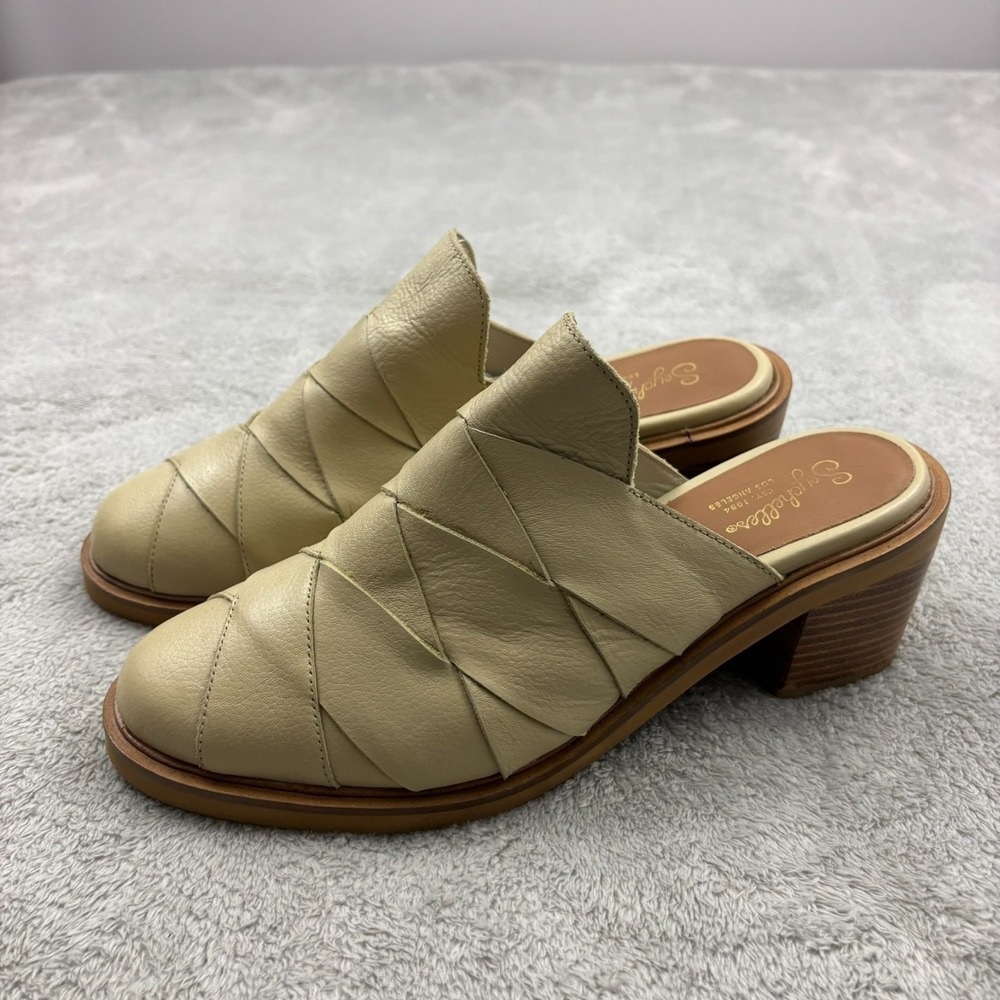 Seychelles Leather Masterpiece Clog Mules Womens 10 Cream Boho Minimalist Luxury - Picture 3 of 8